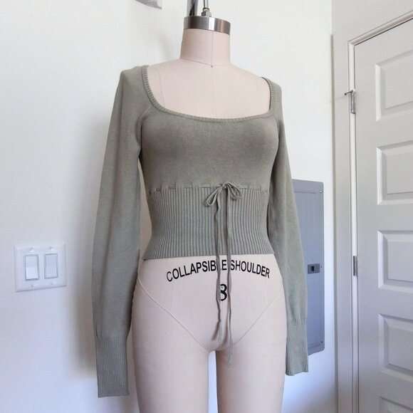 BDG Urban Outfitters Square Neck Corset-Waist Sweater - Sage Green (L) - Picture 2 of 5